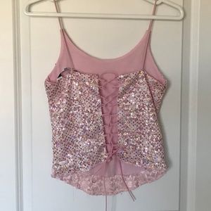 Sexy Sparkly pink lacy corset tank - Size 2 (US)
